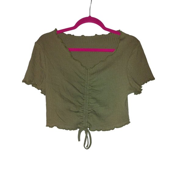 SHEIN Tops - Shein Curve 1XL Olive Green V Neck Crop Top